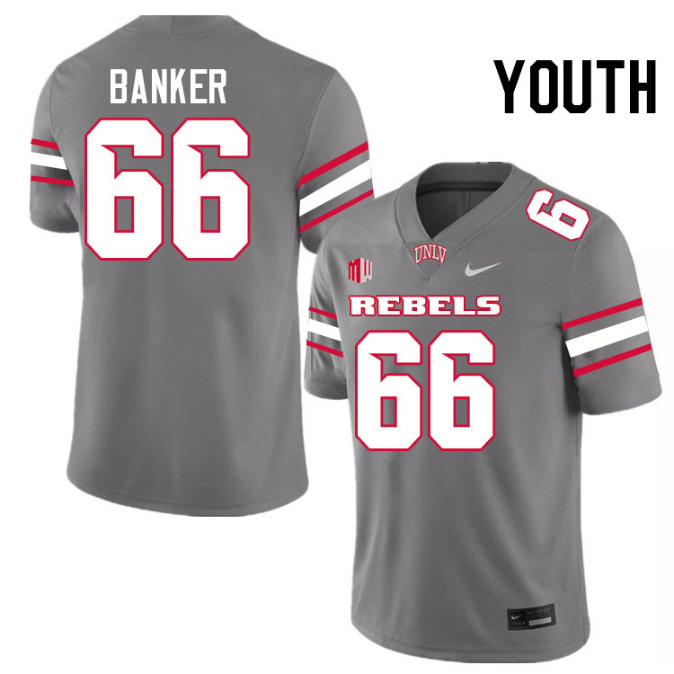 Youth #66 Carver Banker UNLV Rebels College Football Jerseys Stitched-Grey